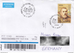 Serbia 2018:   Antal Koch, Paleontologist, Mineral, Postmark, FDC, Circulated Letter - Prehistorisch