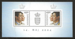 Denmark 2004   Crown Prince Frederik And Mary Donaldson Wedding., MI 1369-1370 In Bloc 23 MNH(**) - Neufs