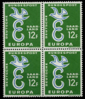 SAAR OPD 1958 Nr 439 Postfrisch VIERERBLOCK S03E042 - Unused Stamps