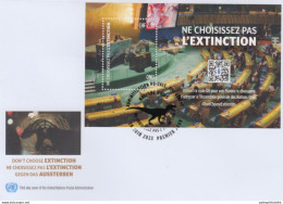 United Nations 2023 "Don’t Choose Extinction", Dinosaur, Utahraptor, FDC UN Postal Administration (Geneva) - Préhistoriques
