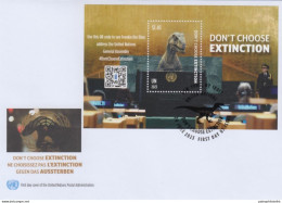 United Nations 2023 "Don’t Choose Extinction", Dinosaur, Utahraptor, FDC UN Postal Administration (New York City) - Vor- U. Frühgeschichte