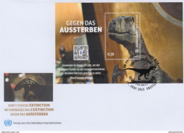 United Nations 2023 "Don’t Choose Extinction", Dinosaur, Utahraptor, FDC UN Postal Administration (Vienna) - Prehistorics