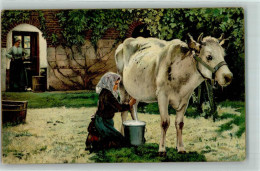 39153241 - Die Weisse Kuh Baeuerin Beim Melken Verlag Stengel 29010 - Vaches