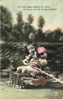 P7- ENFANTS- Portrait De   PETITE  FILLE  Bouquet  Fleurs   De Mon Bateau En Osier Je Vous Envoie Ce Doux Baiser - Abbildungen