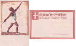 Luzern, 59. Eidg. Turnfest 1928, Fête Fédérale De Gymnastique Lucerne 1928 Lanceur De Javelot, Litho (490) - Lucerna