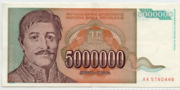 Yugoslavia 1993 5M Dinar P132a Uncirculated Banknote - Jugoslawien