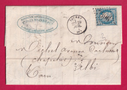 N°37 GC 3396 SEURRE COTE D'OR OR POUILLY SUR SAONE POUR ALBI TARN LETTRE - 1849-1876: Classic Period