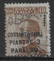 Italia Italy 1922 Estero Costantinopoli Michetti Sinistra Pi3,30 Su C40 Perfin Sa N.44 US - Bureaux D'Europe & D'Asie