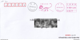 China 2017:  Prehistoric Animal, Dinosaur, Postmark, Meter Franking, Circulated Letter - Vor- U. Frühgeschichte
