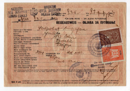 1943. WWII SERBIA,GERMAN OCCUPATION,PALANKA,JASENICA DISTRICT,TRAVEL PERMIT,AUSWEIS,BELGRADE MUNICIPALITY STAMP + STATE - Serbien