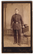 Photo W. Feller, Strassburg I. E., Portrait De Soldat En Uniforme Avec Bajonett Et Zigarre  - Personnes Anonymes