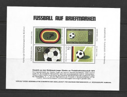 West Germany Soccer World Cup 1974 Vignette Souvenir Sheet , Sold For The Benefit Of German Football - 1974 – Allemagne Fédérale