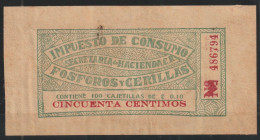 COSTA RICA - Matches Revenue Box - Timbre Caja Fosforos - Large Size - Error In Number - Scarce & Rare #500 - Costa Rica