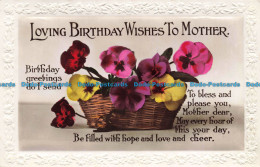 R674673 Loving Birthday Wishes To Mother. RP. 1929 - World