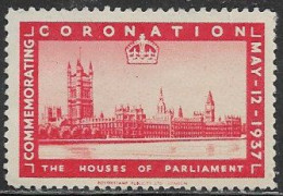 GB 1937 Coronation Cinderella Houses Of Parliament In Red Mounted Mint [D15/1] - Werbemarken, Vignetten