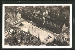 AK Leipzig, Blick Auf Markt Und Altes Rathaus Vom Flugzeug Aus  - Leipzig