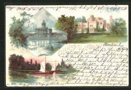 Lithographie Potsdam, Schloss Babelsberg, Segelboote, Marmor-Palais  - Potsdam