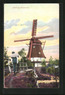 AK Worpswede, Windmühle, Müller Mit Getreidesack  - Windmills