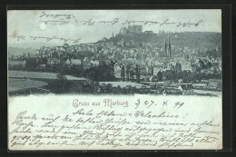 Mondschein-AK Marburg, Teilansicht  - Marburg