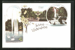Lithographie Kassel, Wilhelmshöhe Von Der Allee, Grosse Fontaine, Aquaduct Wasserfall  - Kassel