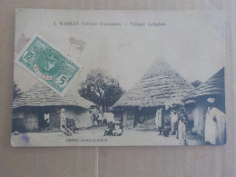 CPA -  AU PLUS RAPIDE -  AFRIQUE - GUINEE FRANCAISE - VILLAGE INDIGENE -   VOYAGEE TIMBREE - French Guinea