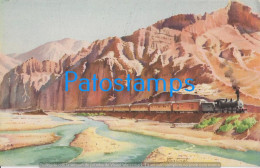 229940 ARGENTINA ART ARTE SIGNED MARTINET JUJUY TRAIN TREN INTERNACIONAL EN LA QUEBRADA DE HUMAHUACA POSTAL POSTCARD - Argentinië