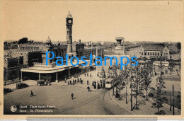 229941 BELGIUM GAND STATION TRAIN STREET SAINT PIERRE & TRAMWAY POSTAL POSTCARD - Autres & Non Classés