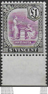 1913 St Vincent George V £ 1 Mauve And Black MNH SG. N. 120 - Autres & Non Classés