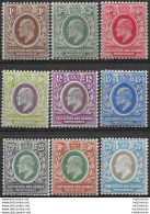 1907-08 East Africa Edward VII 9v. MNH SG N. 34/42 - Autres & Non Classés