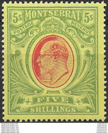 1909 Montserrat Edward VII 5s. 1v. MNH SG. N. 47 - Sonstige & Ohne Zuordnung