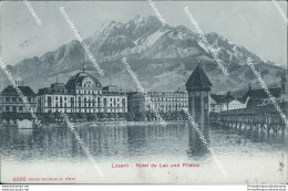 Cf523 Cartolina Luzern  Lucerna Hotel Du Lac Und Pilatus 1906 Svizzera Suisse - Other & Unclassified