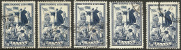 GREECE- GRECE - HELLAS 1958: Five 1000drx Airpost Stamps: " Grammos-Vitsi" From Set Used - Gebruikt