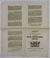 Instruction Rostock, Instruction Für D. Directorium D. Hiesigen Brand-Entschädigungsinstituts Von 1782  - Unclassified