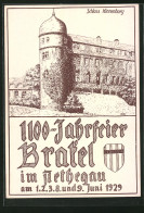Künstler-AK Brakel, 1100-Jahrfeier 1929, Schloss Hinnenburg, Festpostkarte  - Brakel