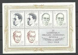 JUGOSLAVIJA 1968 S/S Michel Bl. 14 MNH - Blocks & Kleinbögen