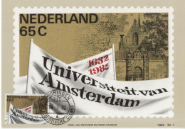 Netherlands Nederland Holland 1982 Maximum Card X1, University Of Amsterdam, Universiteit Van, Canceled In Groningen - Cartes-Maximum (CM)