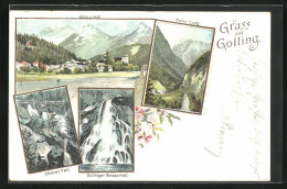 Lithographie Golling, Pass Lueg, Oberer Fall, Gollinger Wasserfall  - Other & Unclassified