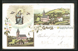 Lithographie Dürnberg, Ortspartie Mit Kirche, Gnadenbild  - Autres & Non Classés