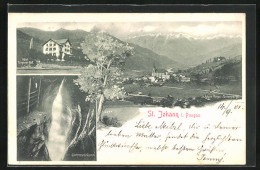 AK St. Johann I. Pg., Hotel Pongauer Hof, Liechtensteinklamm, Panorama  - Other & Unclassified