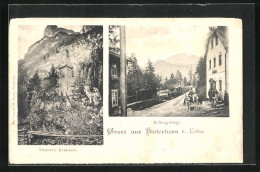 AK Hinterhorn B. Lofer, Strassenpartie Am Gasthaus Mit Reitergebirge, Strubers Denkmal  - Other & Unclassified