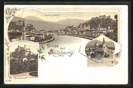 Lithographie Salzburg, Stadtansicht Von Mülln, Festung Hohen-Salzburg  - Other & Unclassified