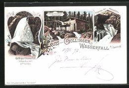 Lithographie Golling, Mühle Und Gasthaus Zum Wasserfall, Wasserfall  - Other & Unclassified