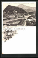 Lithographie Salzburg, Blick Vom Elektrischen Aufzug Auf Den Ort  - Other & Unclassified