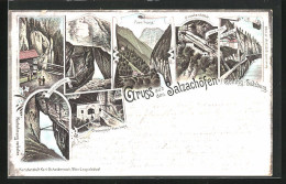 Lithographie Golling, Salzachöfen, Croatenhöhle. Pass Lueg  - Other & Unclassified