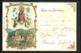 Lithographie Dürrnberg, Ortspartie Mit Kirche  - Autres & Non Classés
