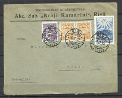 LETTLAND Latvia 1937 Firmenbrief Commercial Cover To Norway Oslo Michel 250 Etc. - Letland