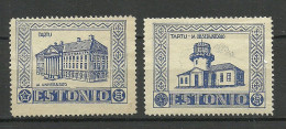 ESTONIA Estland 1930ies ESPERANTO Vignettes Poster Stamps Tartu University & Observatory Architecture (*) - Esperanto