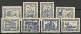 ESTONIA Estland 1930ies ESPERANTO - 8 Old Vignettes Poster Stamps Architecture Tallinn (*) Mint No Gum - Esperanto