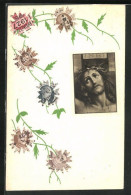 AK Briefmarkencollage Mit Jesus Christus  - Timbres (représentations)