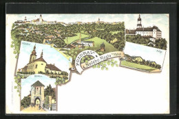 Lithographie Nove Mesto N. M., Brana, Klaster, Vily  - Tschechische Republik